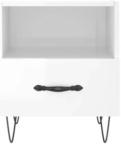 Mesa de cabeceira derivados de madeira branco brilhante
