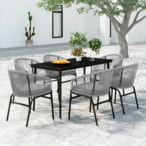 vidaXL 7 pcs conjunto de jantar para jardim cinzento