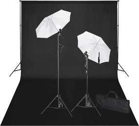 vidaXL Kit de estúdio com fundo preto 600x300 cm e luzes
