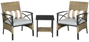 Conjunto Maximi de 2 Poltronas e 1 Mesa - Design Natura