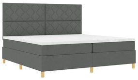 Cama Box Spring com Colchão Cinza Escuro 200x200 cm Tecido