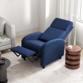 Poltrona relax, poltrona reclinável de sala, poltrona de relaxamento - encosto ajustável até 160°, apoio para os pés integrado azul