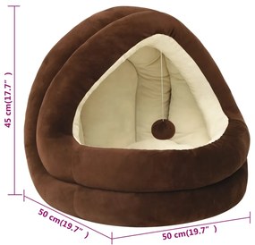 Cama para gatos 50x50x45 cm castanho e creme