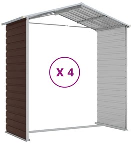 Abrigo de jardim 191x385x198 cm aço galvanizado castanho