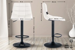 Conjunto de 2 bancos altos Jerry em couro sintético com estrutura preta 87-108,5 x 43 x 46,5 cm Branco