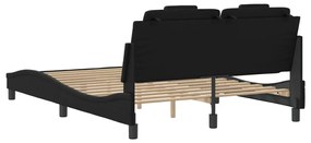 Estrutura cama c/ cabeceira 140x200 cm couro artificial preto