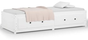 Sofá-cama de solteiro pequeno 75x190 cm pinho maciço branco