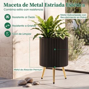Floreira Alta para Plantas (NÃO INCLUIDA), 35 x 35 x 53,5 cm, Pernas Reguláveis, Preto
