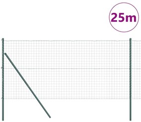Cerca Euro com 13 postes de 1x25m em aço galvanizado verde