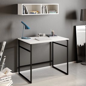 Secretária de Estudo Gama - Branco e Preto - 90x75x60 cm
