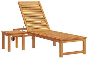Espreguiçadeira com Mesa em Madeira Sólida de Acácia, vidaXL Espreguiç