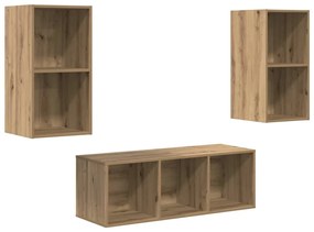 Conjunto de Estantes para TV 3 pcs carvalho artisiano