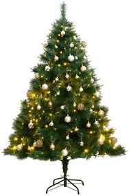 vidaXL Árvore Natal artificial articulada c/ 300 luzes LED+bolas 210cm