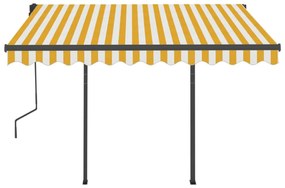 Toldo retrátil automático com postes 3x2,5 m amarelo e branco