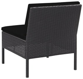 Conjunto sofás de jardim c/ almofadões 5 pcs vime PE preto