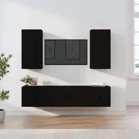 vidaXL Conjunto móveis de TV 5 pcs madeira processada preto