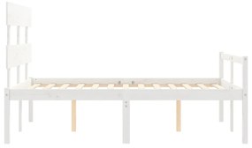 Estrutura de cama com cabeceira 140x190cm madeira maciça branco