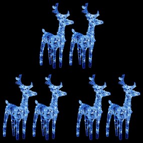 vidaXL Renas de Natal 6 pcs 240 luzes LED acrílico azul
