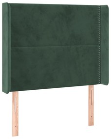 Cama box spring c/ colchão/LED 90x190 cm veludo verde-escuro