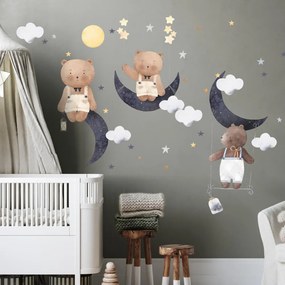 Adesivo de parede infantil - Urso e nuvens