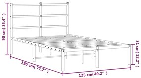 Estrutura de cama com cabeceira 120x190 cm metal preto