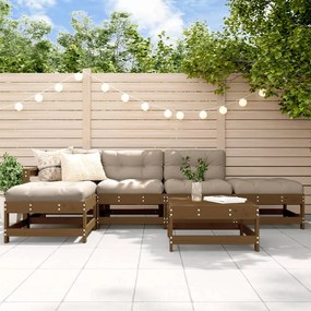 vidaXL 6pcs conj. lounge jardim+almofadões madeira maciça castanho-mel