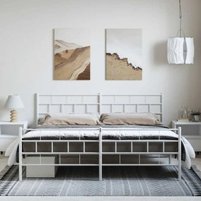 Estrutura de cama com cabeceira e pés 193x203 cm metal branco