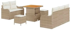 Conjunto de Sofá de Jardim em 8 Peças com Almofadas Bege Rattan PE Acá