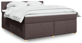 vidaXL Cama com molas/colchão 180x200 cm tecido castanho-escuro