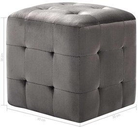Mesas de cabeceira 2 pcs 30x30x30 cm veludo cinzento