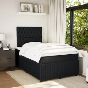 Cama boxspring com colchão 120x200 cm veludo preto