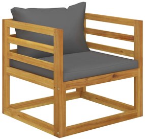 vidaXL Cadeira de jardim c/ almofadões cinzento-escuro acácia maciça