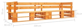 Sofá de paletes p/ jardim de 2 lugares madeira castanho mel
