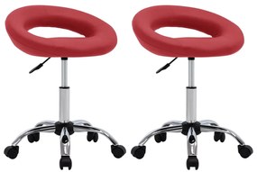 vidaXL Cadeiras jantar giratórias 2pcs couro artificial vermelho tinto