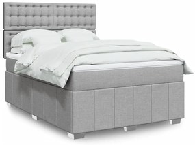 vidaXL Cama com molas/colchão 140x200 cm tecido cinzento-claro