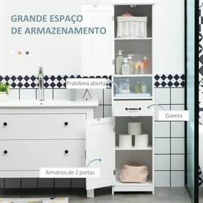 kleankin Coluna de Casa de Banho Móvel Auxiliar de Casa de Banho com 2