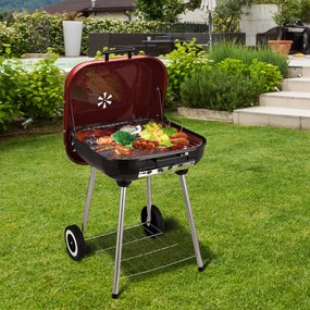 Churrasqueira de carvão Piquenique com Rodas e prateleira Churrasqueira ao ar livre Jardim Camping Churrasco 45x47.5x70cm