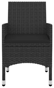 5 pcs conjunto de jantar p/ jardim c/almofadões vime PE e vidro