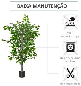 Planta Artificial Ficus 135 cm com Vaso 456 Folhas Planta Artificial Realista para Interior e Exterior Verde