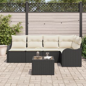 Conjunto de Sofá de Jardim vidaXL com Almofadas Rattan Poliéster Marro