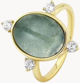Anel banhado a ouro com labradorite Neo