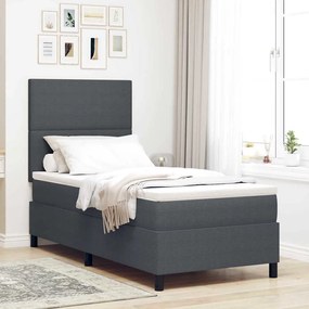 vidaXL Cama Box com cabeceira Cinza Escuro e Branco 100 x 200 cm