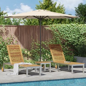 Conjunto de 2 pcs de Cadeiras de Sol vidaXL com Mesa de Madeira de Acácia Sólida