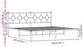 Estrutura de cama com cabeceira 193x203 cm metal branco