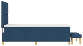 Cama Box Spring vidaXL com Colchão e Banco Azul 90x200 cm Tecido
