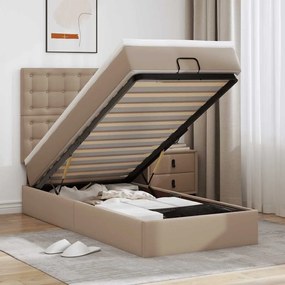 Cama otomana com colchão 100x200 cm couro artificial cappucino