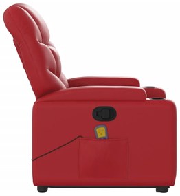 Poltrona massagens reclinável elevatória couro artif. vermelho