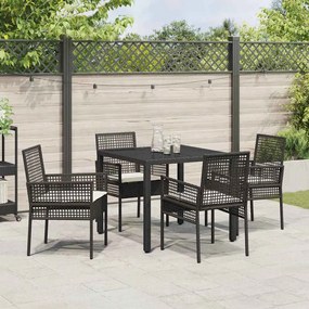 Conjunto de Jantar para Jardim 5 pcs Preto 90 x 90 x 75 cm