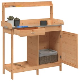Mesa cultivo c/ armário 110,5x45x124,5 cm abeto maciço castanho