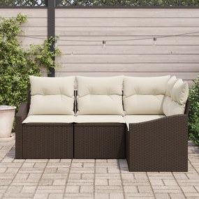 Conjunto de Jantar de Jardim com 4 Peças e Almofadas em Rattan Sintéti